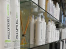 Hair product bottles at Gordon Wilson Hairdressing and Beauty